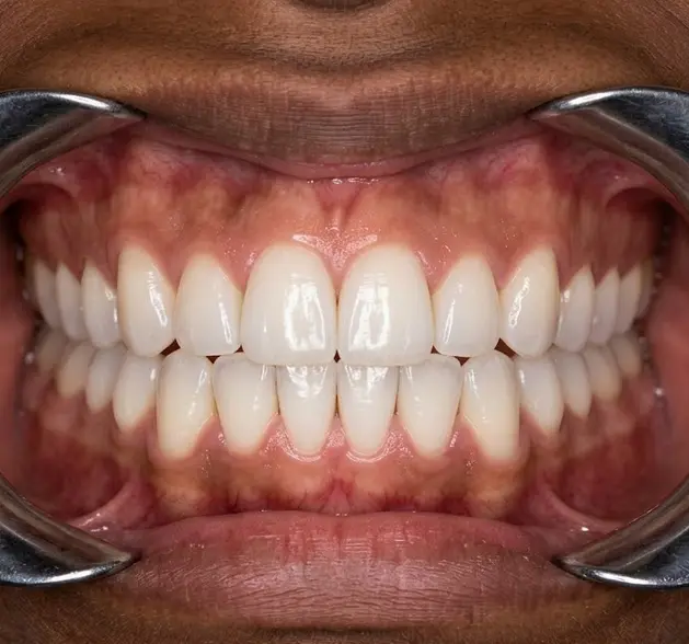 After invisible aligner treatment showing perfectly aligned teeth at Gupta Dental