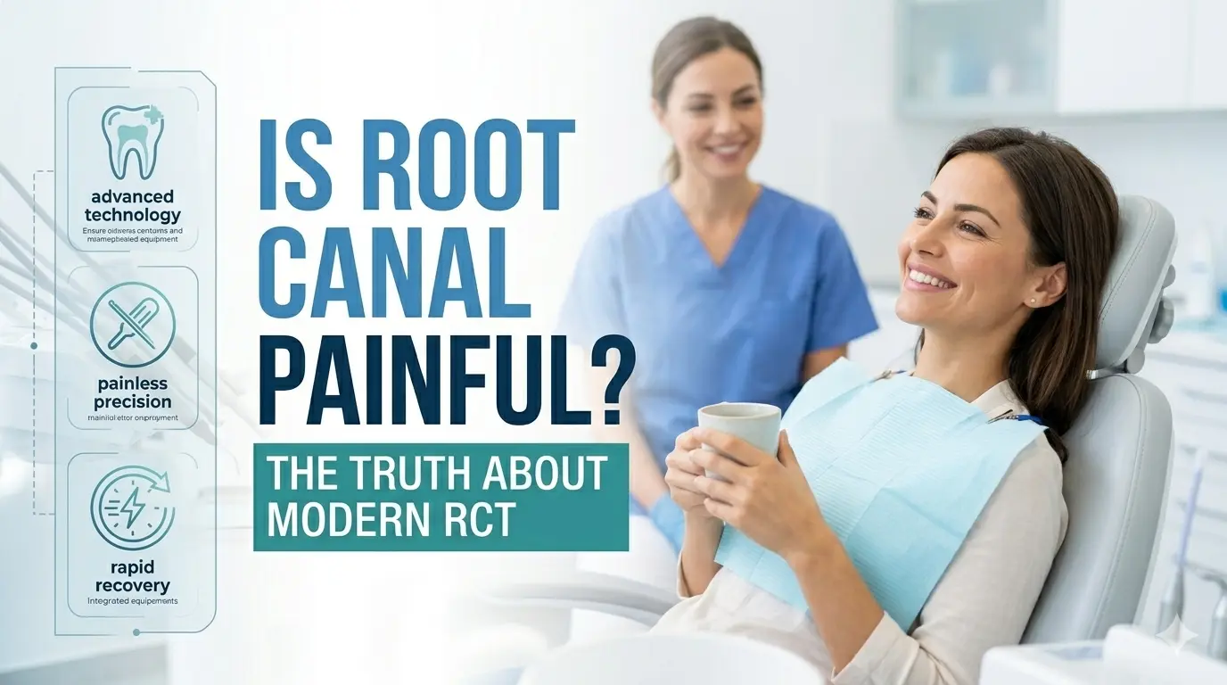 Endodontist performing rotary root canal under dental microscope in a Chandigarh clinic